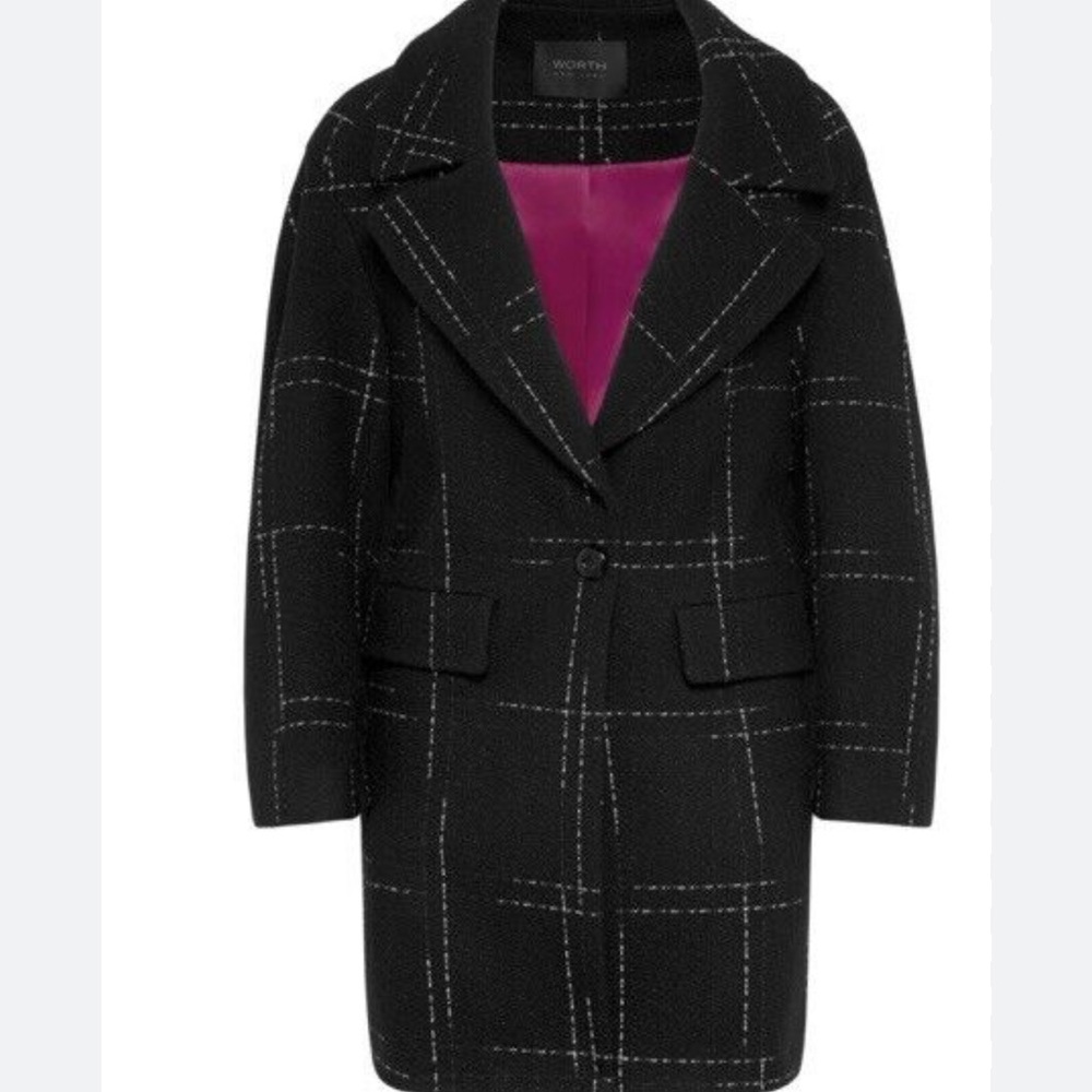 Black/Ivory WORTH NEW YORK Windowpane Lurex Sasha Style Size M ORIG $748